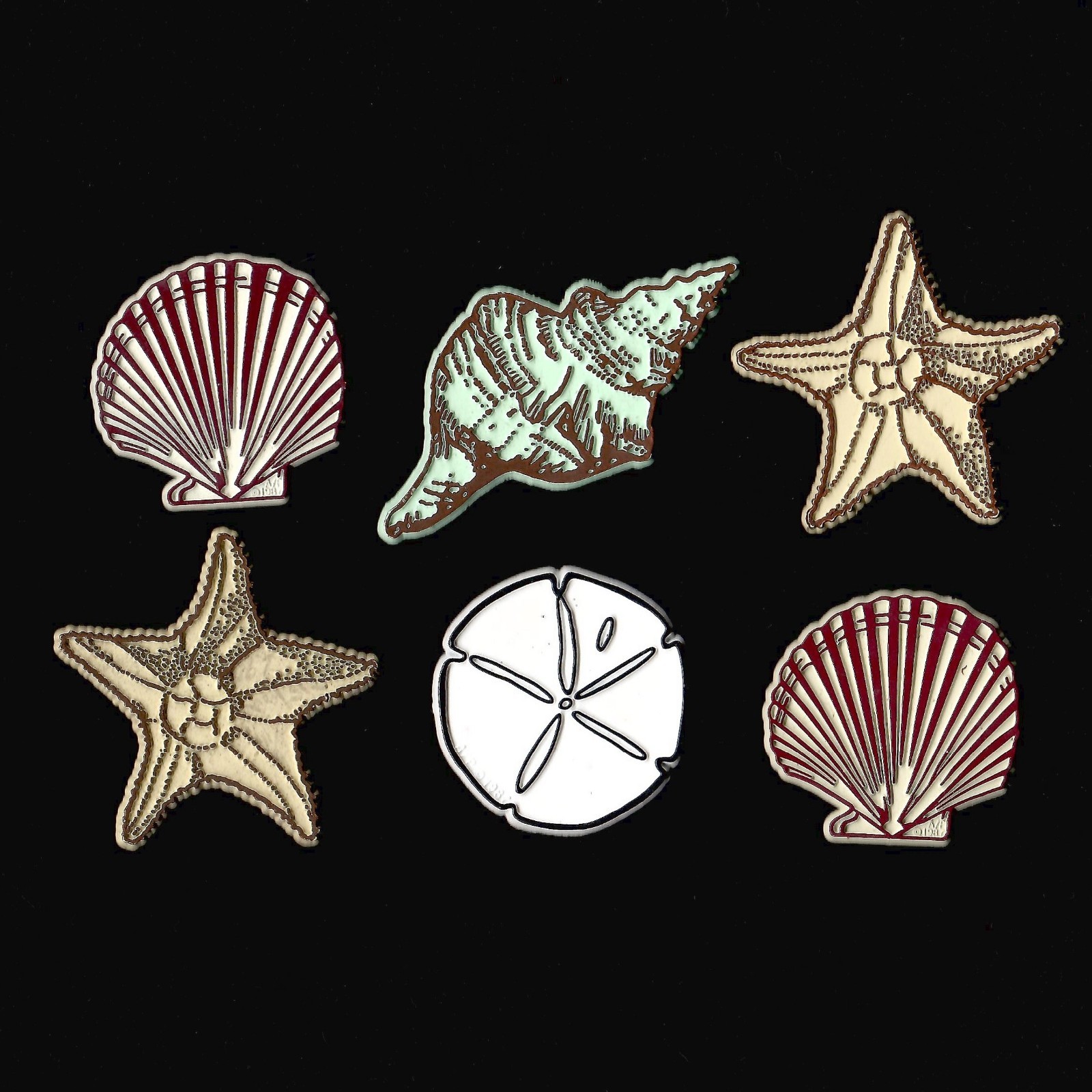 6x Lot Seashells Vtg Novelty Magnet Rubber Flexible Fridge '70s 6x Lot Seashells Vtg Novelty Magnet Rubber Flexible Fridge '70s
