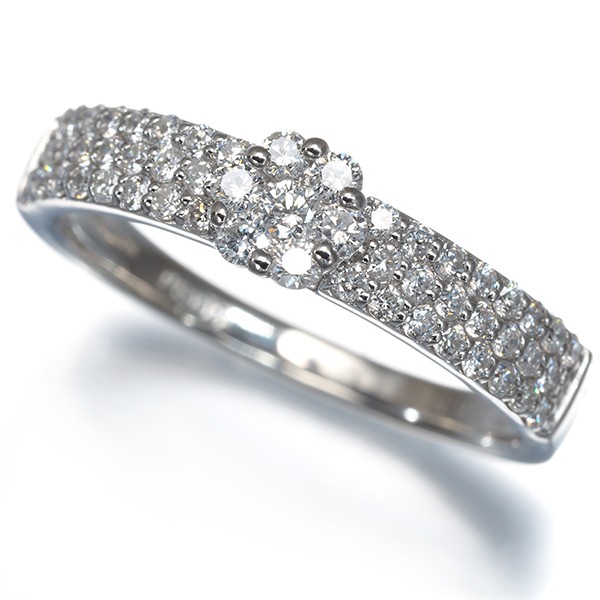 Diamond 0.65ct Paved Flower Ring 900 Platinum