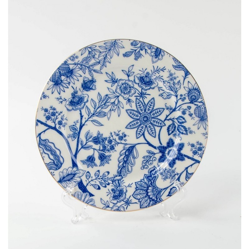 Grace Teaware Blue Vine Fine Porcelain Dessert /Salad Plate Set of 4