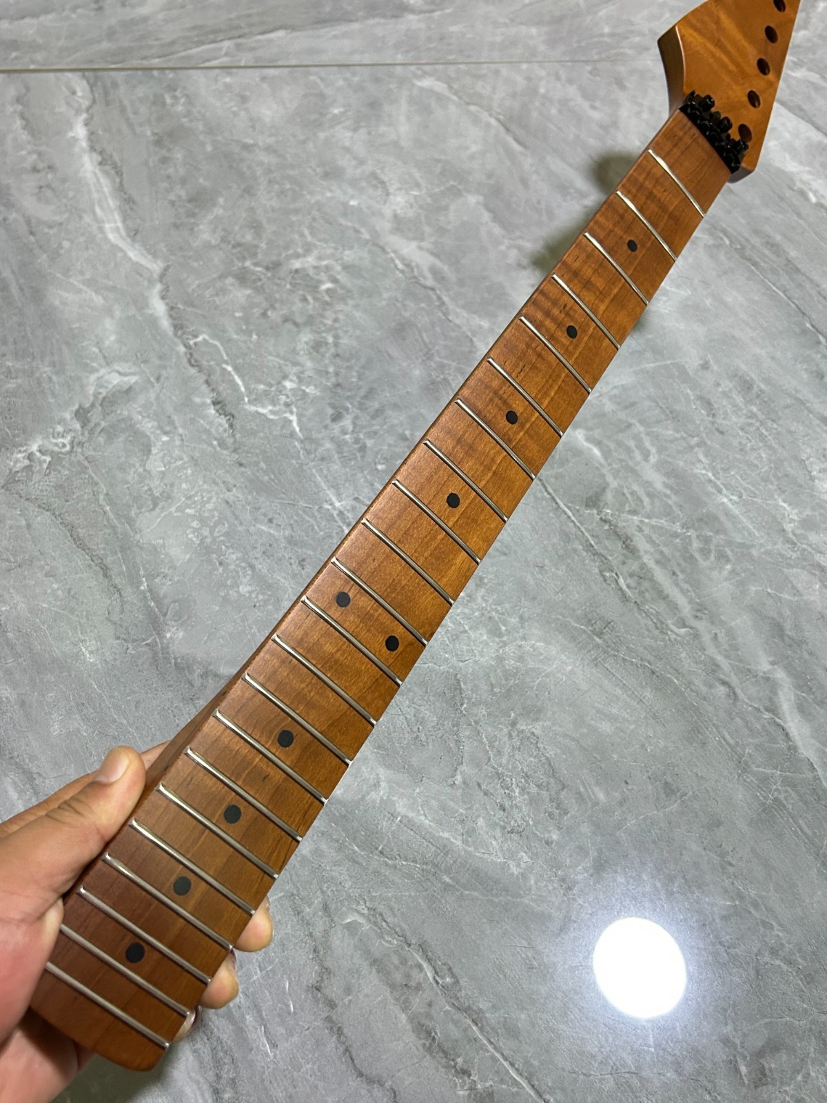 Reverse head Floyd nut 22 fret Roasted flame Maple Electric guitar neck Replace