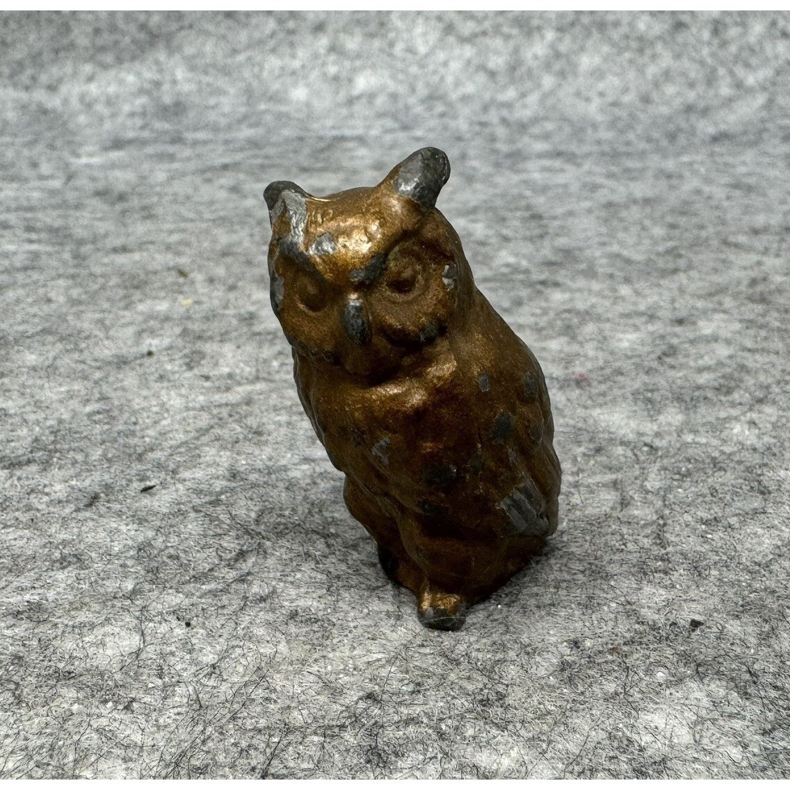 Antique Miniature Metal Spelter Bronze Finish Owl Detailed 1 5/8\ Antique Miniature Metal Spelter Bronze Finish Owl Detailed 1 5/8\