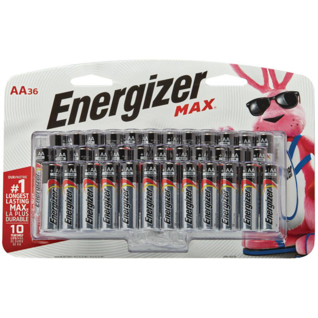 Energizer E91SBP36H Max Alkaline Batteries Size AA 1.5V (Pack of 36)