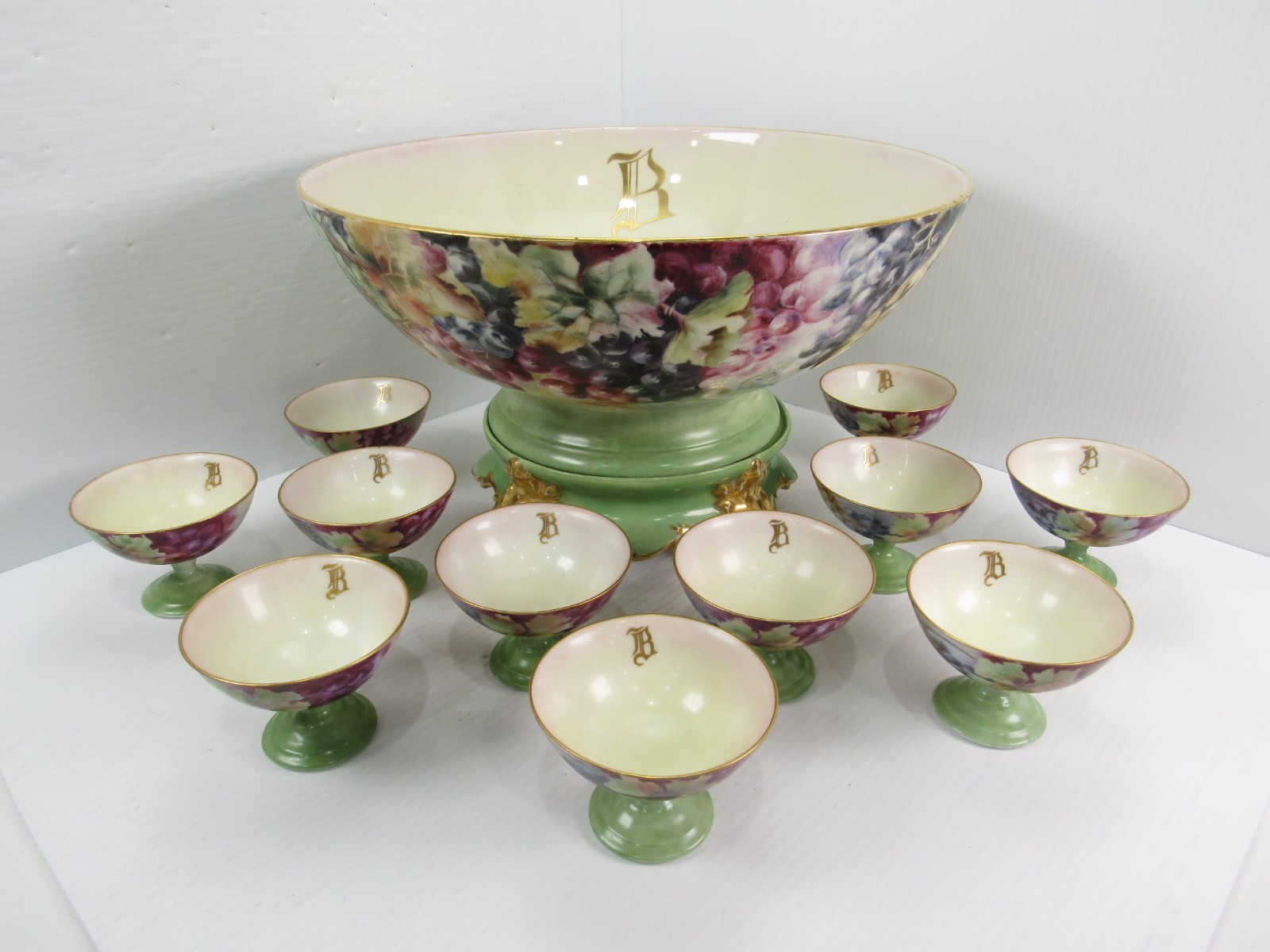 T & V (Tressemanes & Vogt) Limoges Punch Bowl and 11 Cup Set T & V (Tressemanes & Vogt) Limoges Punch Bowl and 11 Cup Set