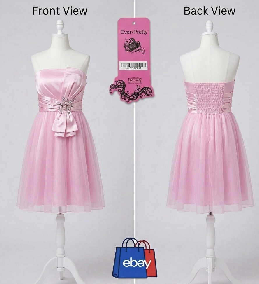 Ever-Pretty Pink Formal Dress – Strapless A-Line Tulle Skirt