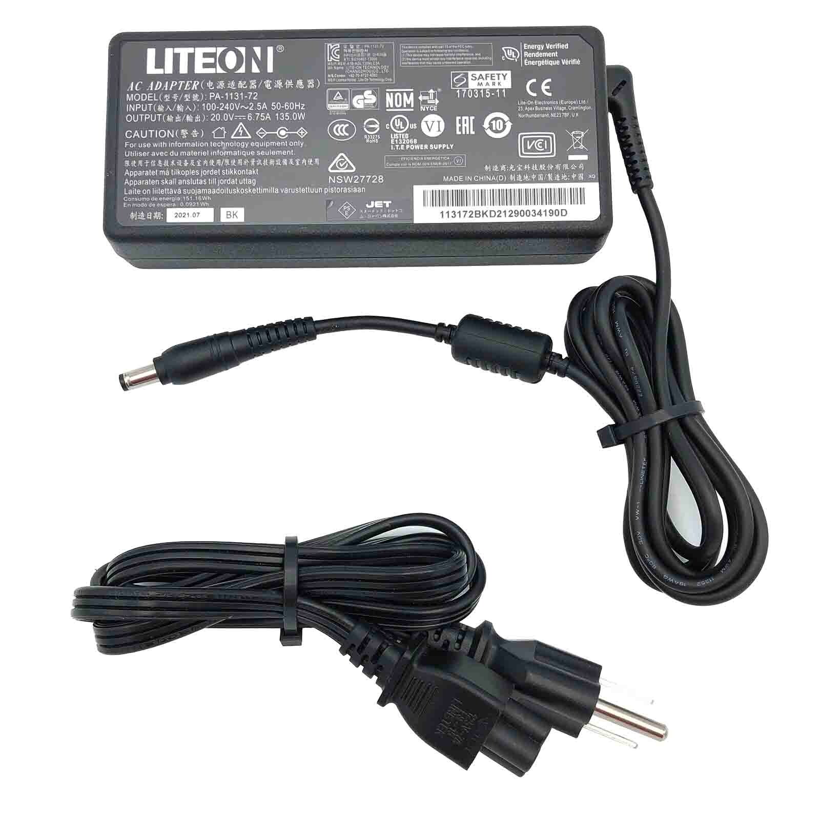 Genuine Liteon PA-1131-72 AC Power Adapter 20V 6.75A 135W 5.5mm Power Supply OEM Genuine Liteon PA-1131-72 AC Power Adapter 20V 6.75A 135W 5.5mm Power Supply OEM