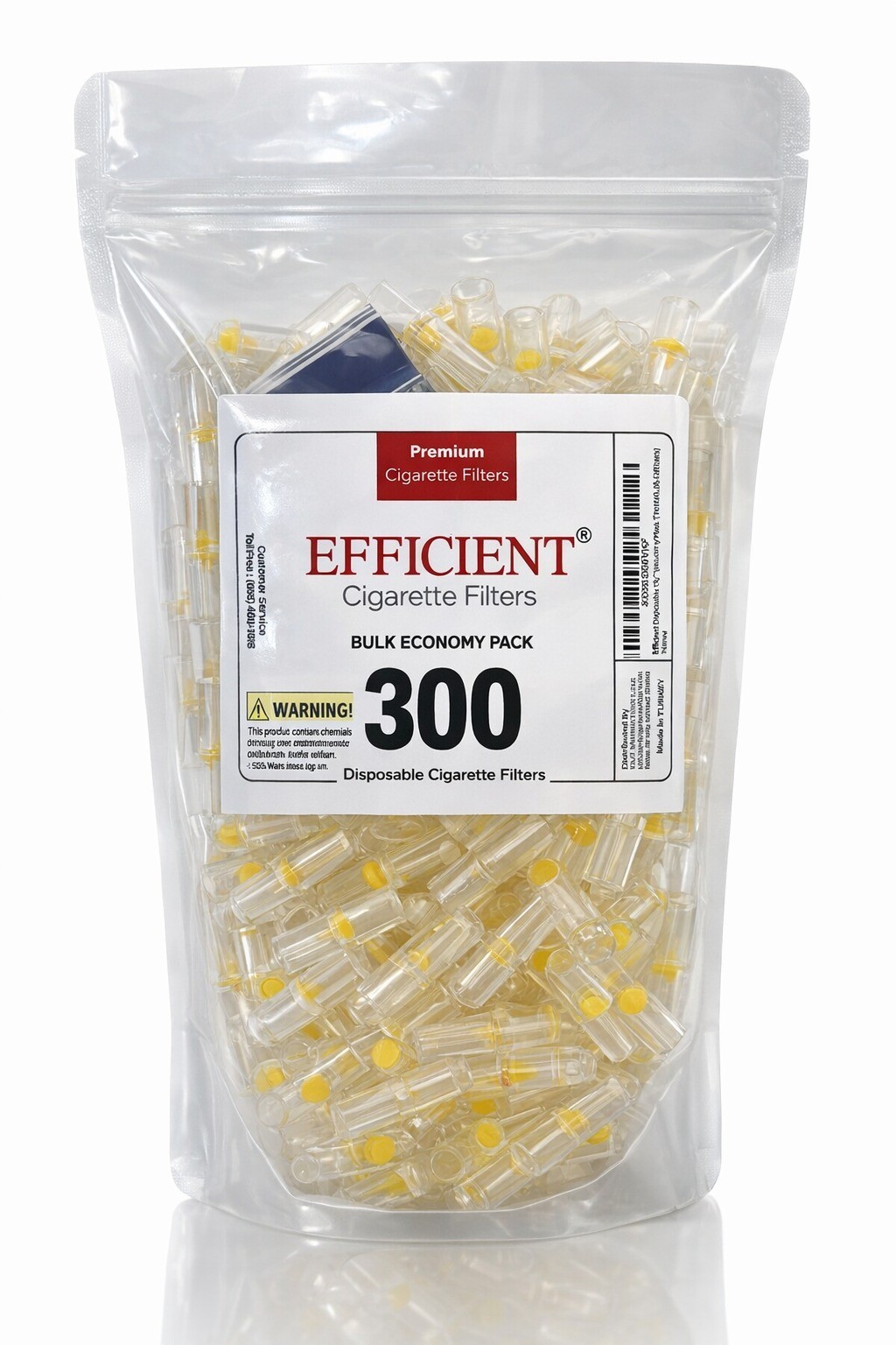 EFFICIENT Bulk Cigarette Filter Tips (300 Filters) Block, Filter Out Tar & Nic