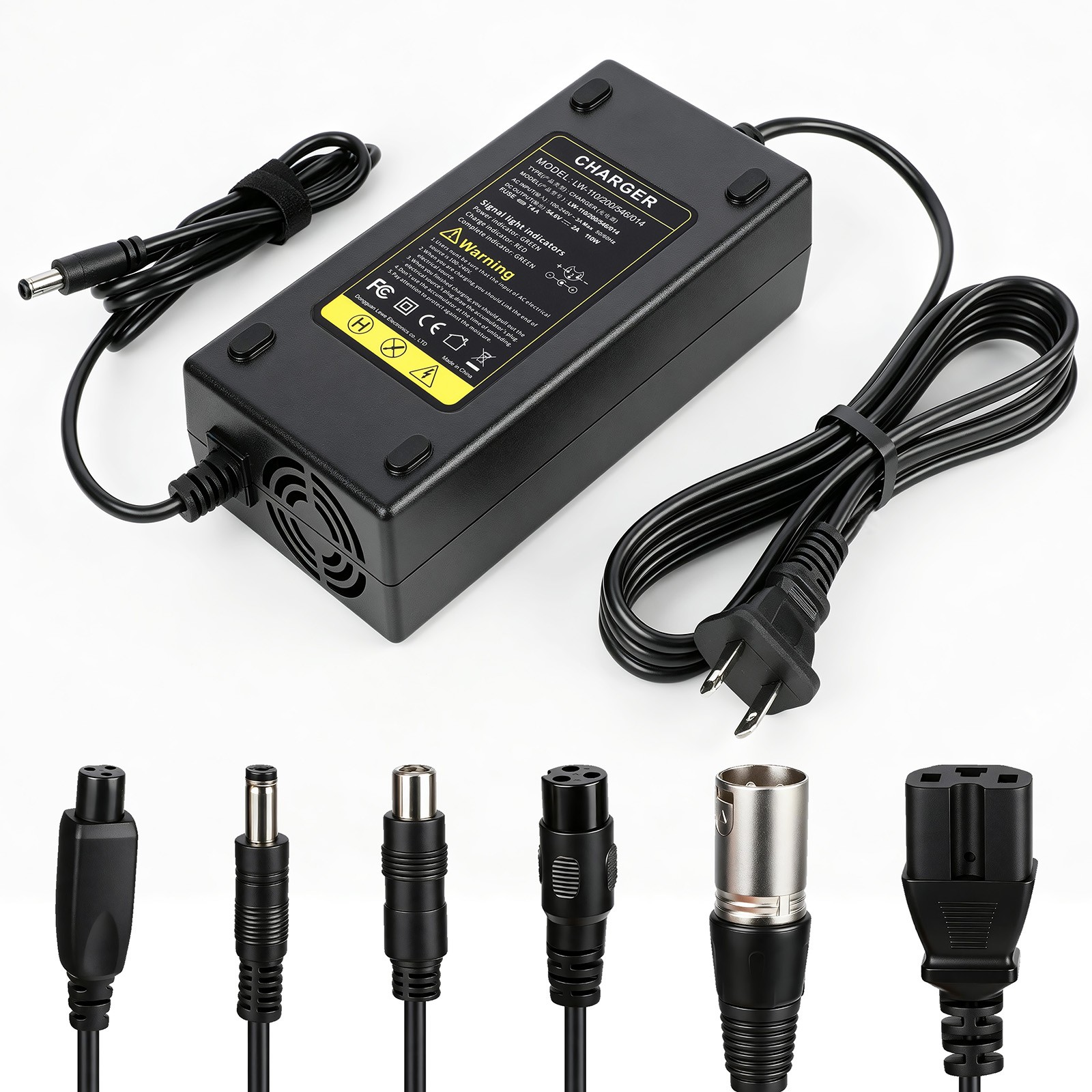 NEW 54.6V 2A Fast Charger for 48V Lithium Battery, 6 in 1 Plugs, overcharge - US