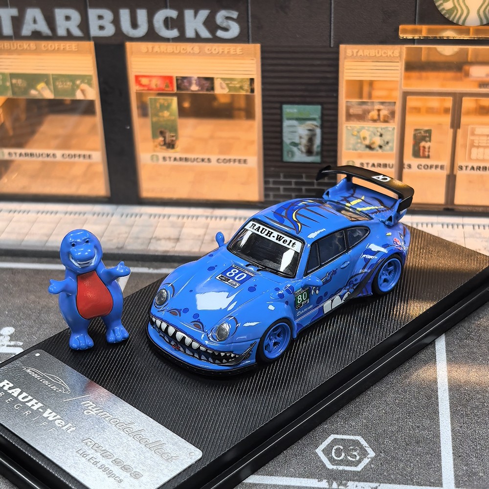 MC 1:64 Blue Dinosaur #80 RWB Porsche 993 Sports Model Diecast Car Model MC 1:64 Blue Dinosaur #80 RWB Porsche 993 Sports Model Diecast Car Model