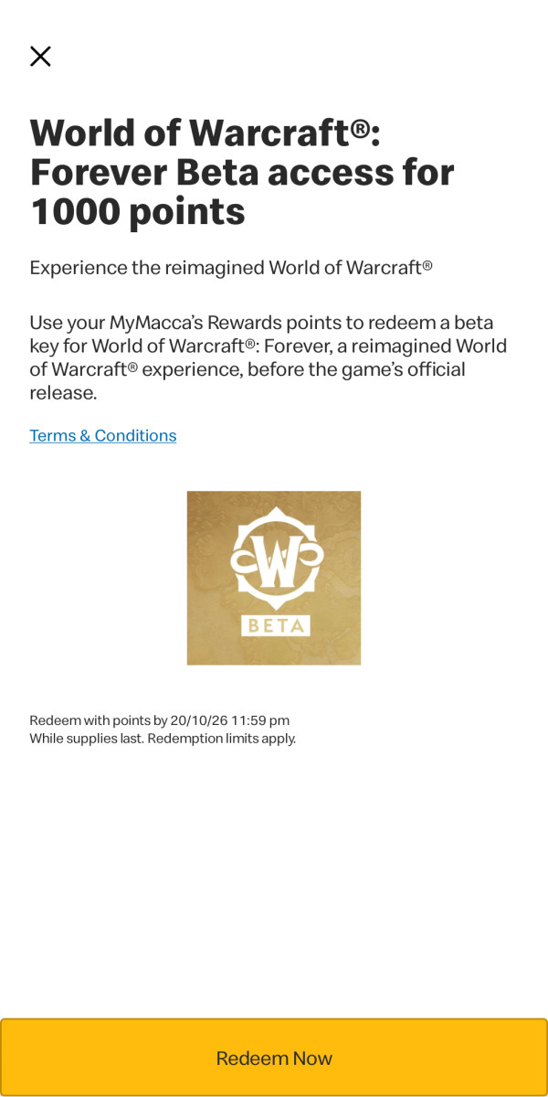 World of Warcraft Forever Beta Access Reward Code Expires By 20/10/2026