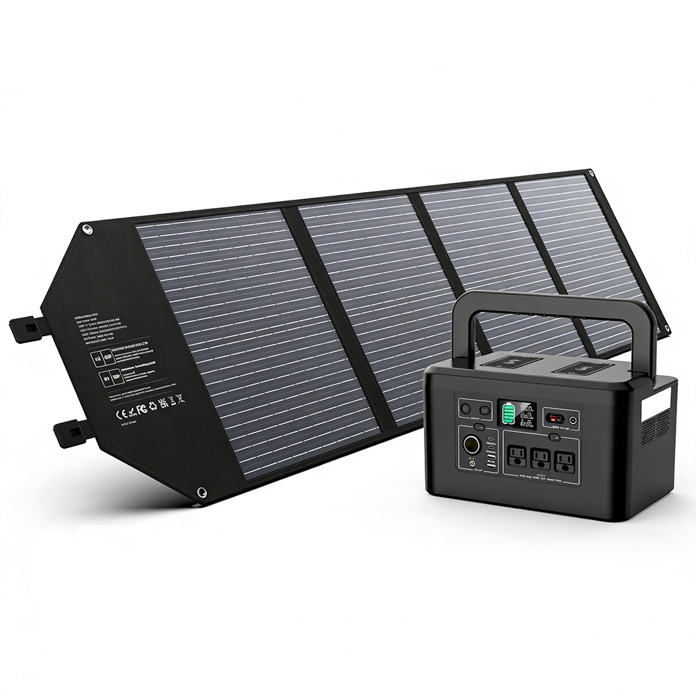 800W Portable Power Station Solar Generator for Camping with 100W Solar Panel