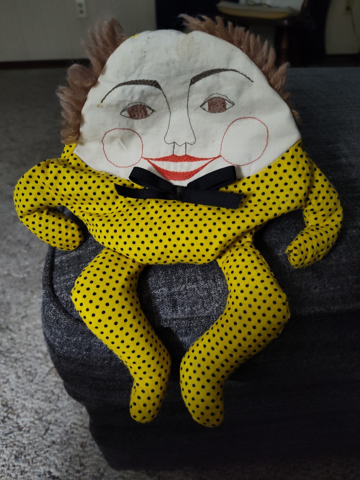 Vintage Humpty Dumpty Mustard Polka Dot Beanbag Doll Vintage Humpty Dumpty Mustard Polka Dot Beanbag Doll