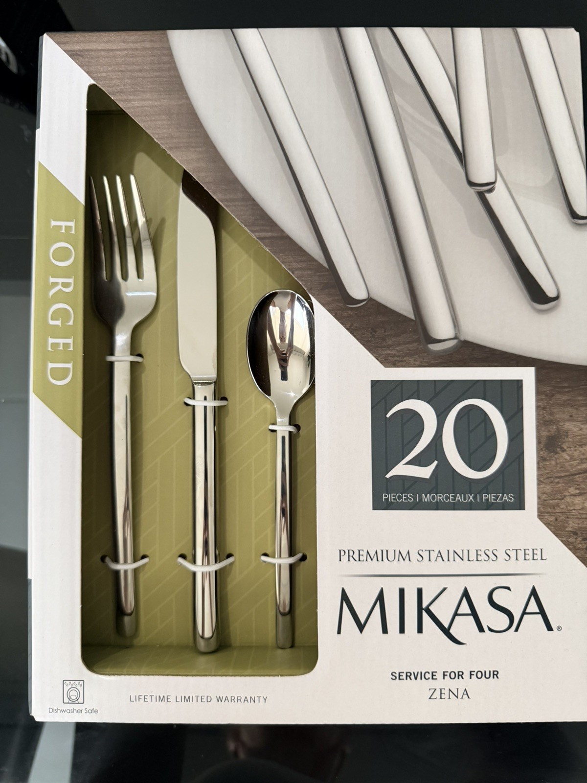 Mikasa ZENA 20 pc Forged Premium Stainless Steel Flatware Service Set 4 Mikasa ZENA 20 pc Forged Premium Stainless Steel Flatware Service Set 4