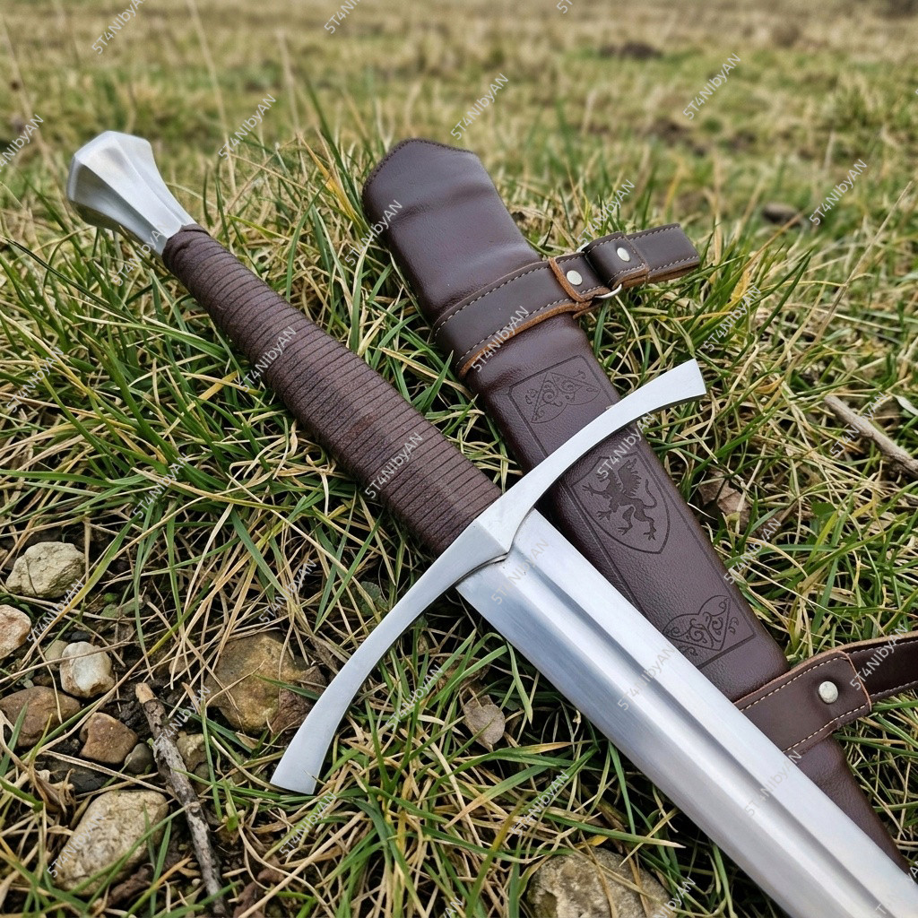 Medieval Long Sword Handmade High Carbon Steel Blade Leather Grip Fantasy Knight Medieval Long Sword Handmade High Carbon Steel Blade Leather Grip Fantasy Knight