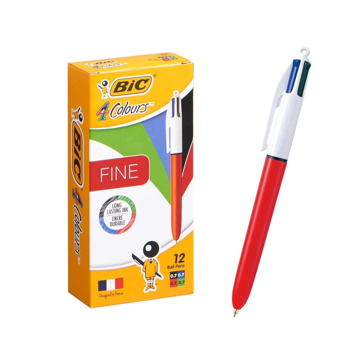 Bic Ballpoint Pen 4color Ballpoint Pen Multicolor Orange Shaft 0.7mm 12 Pieces 4