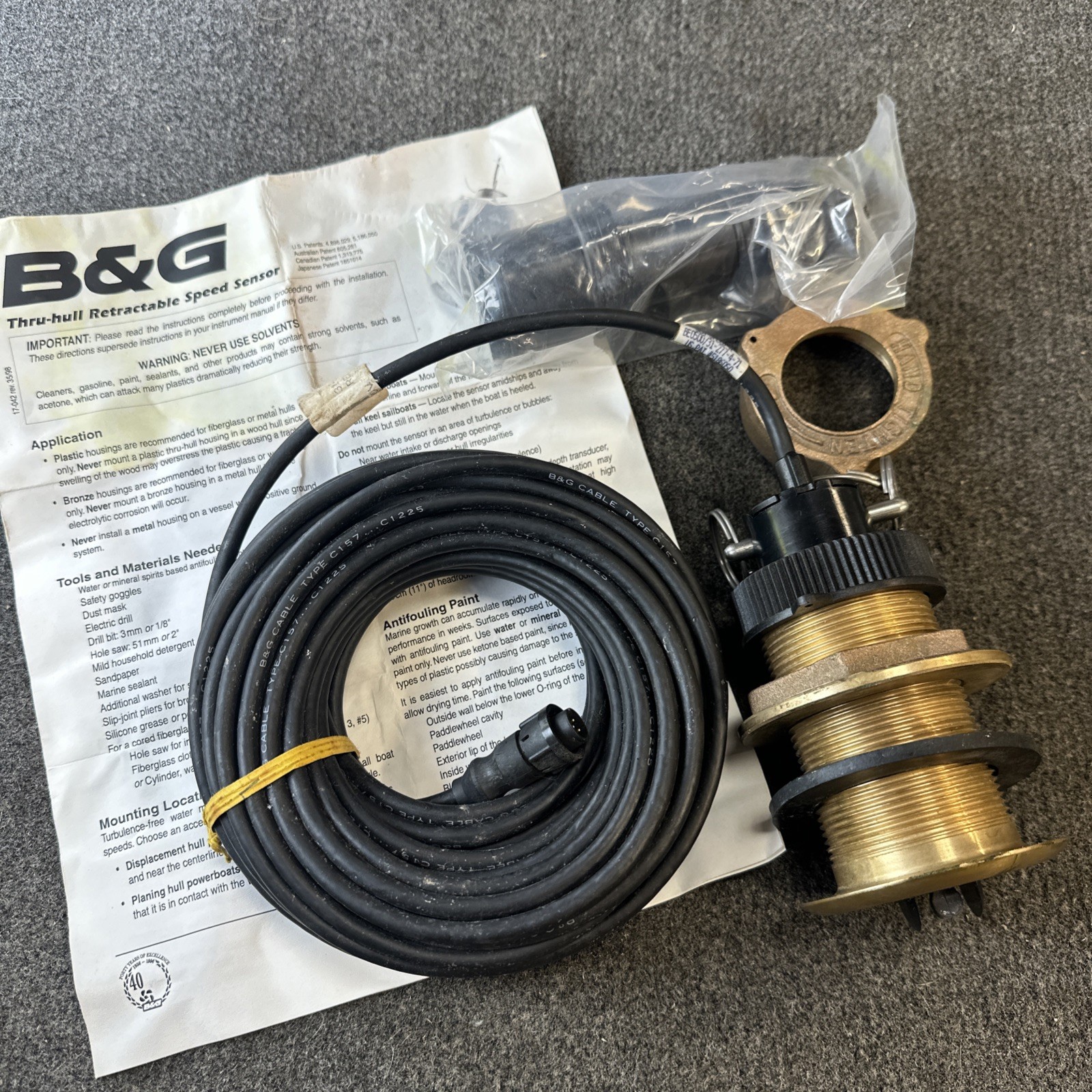 Airmar B&G Speed Wheel Log Transducer Brass Thru-hull ST650 S650 31-277-4 Airmar B&G Speed Wheel Log Transducer Brass Thru-hull ST650 S650 31-277-4
