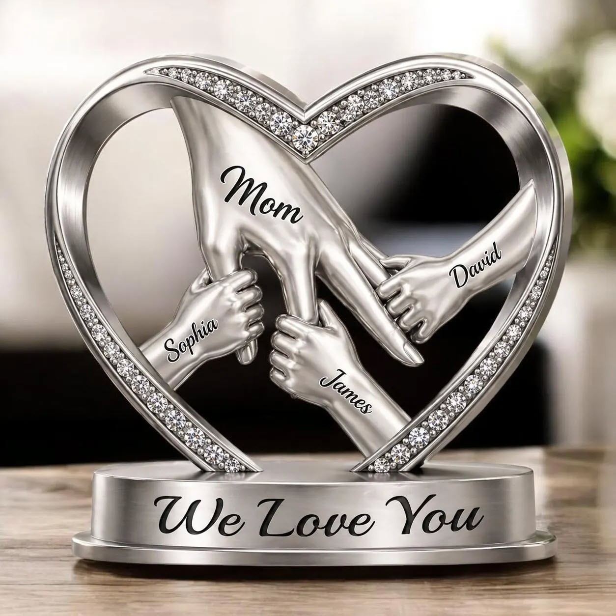 Personalized Mom Holds Kid's Hands Acrylic Block Custom Family Birthday Gift