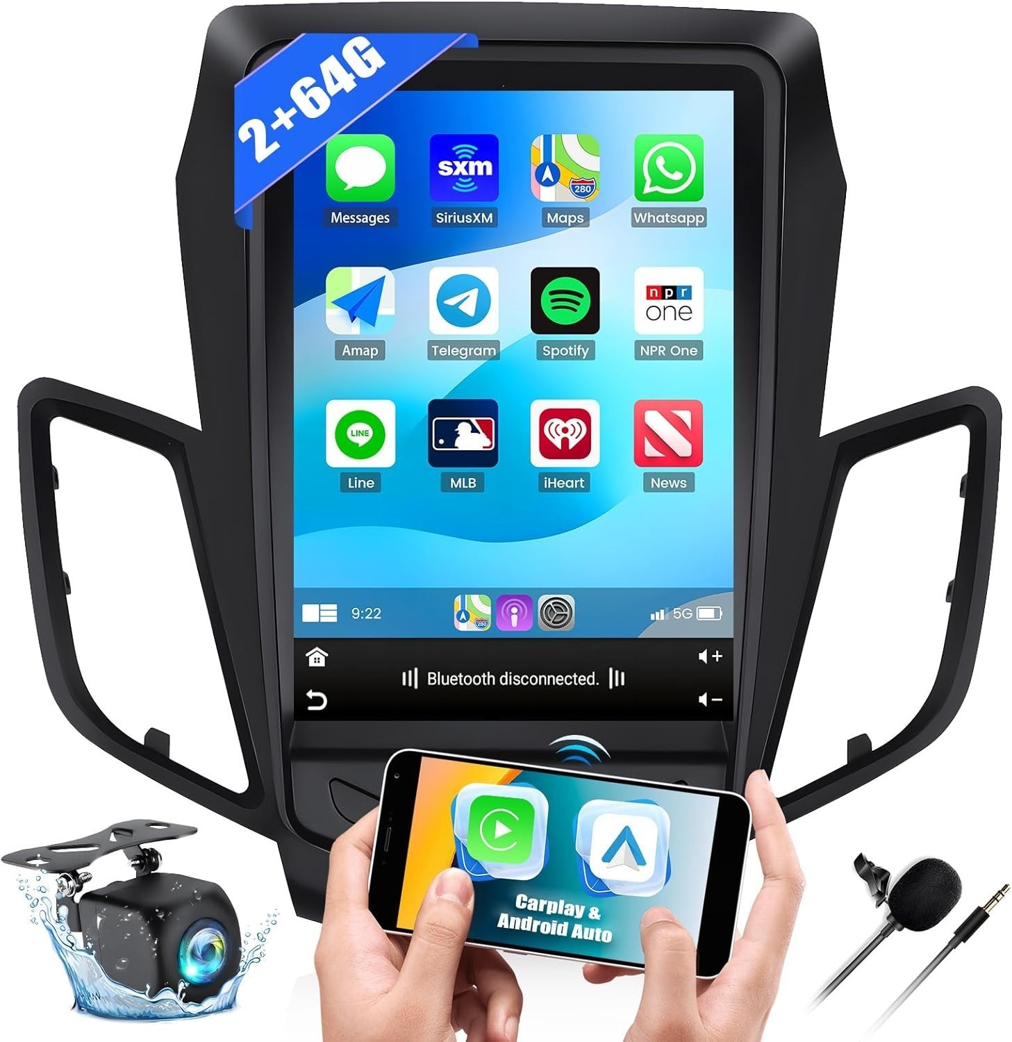 9.7\'\'APPLE CARPLAY ANDROID15 CAR STEREO RADIO GPS NAVI FOR FORD FIESTA 2009-2016