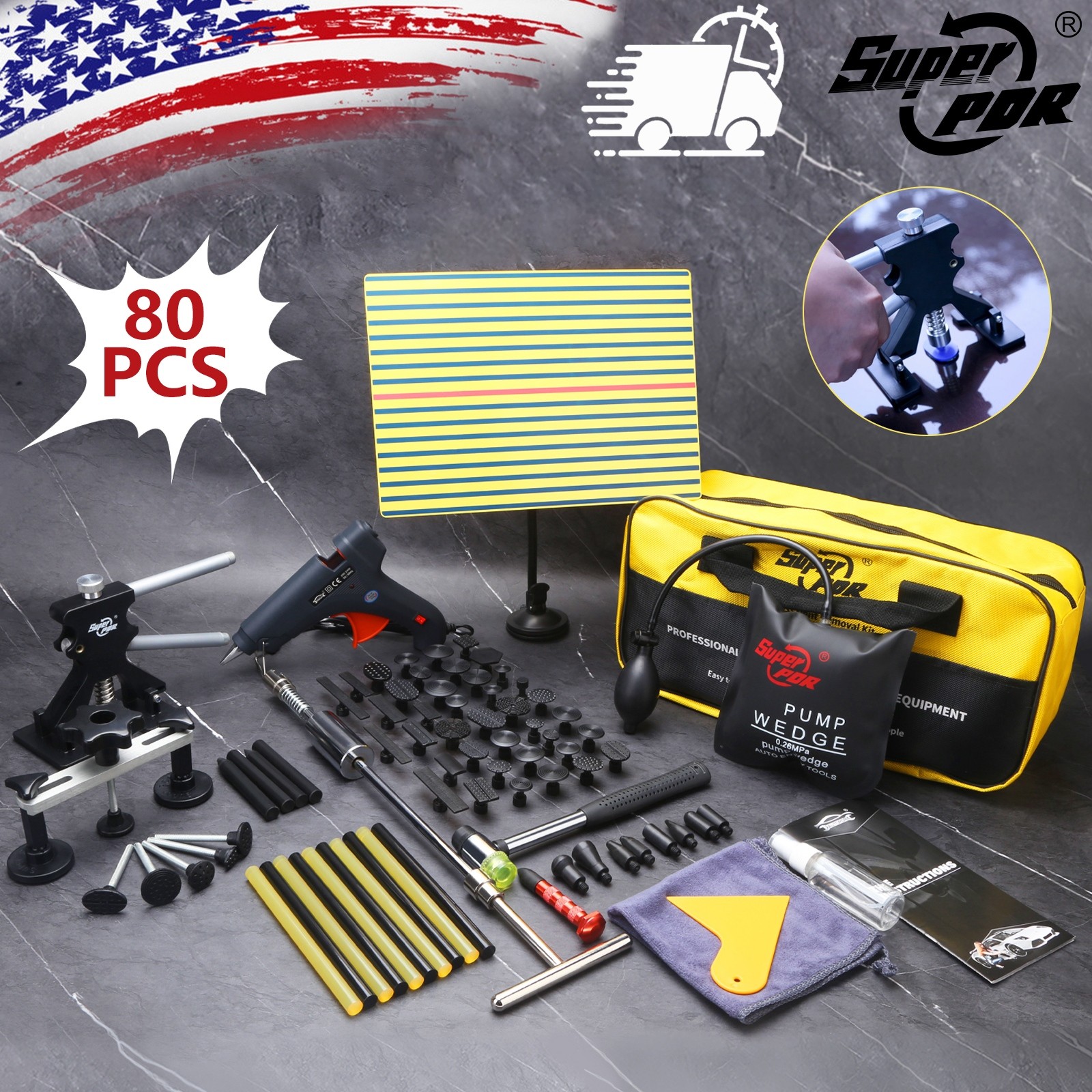 PDR 80PCS Car Dent Puller Repair Paintless Hammer Kit Removal Hail Lifter Tool PDR 80PCS Car Dent Puller Repair Paintless Hammer Kit Removal Hail Lifter Tool