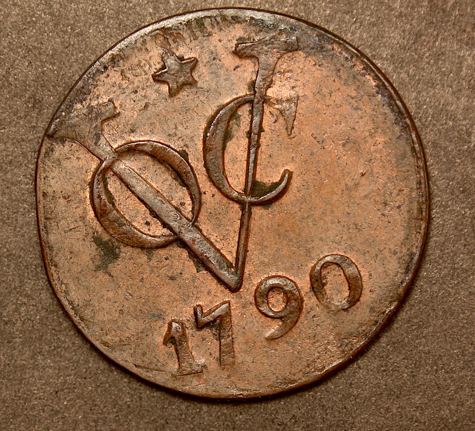 Scarce in High Grade Uncirculated 1790 Netherlands East Indies Duit KM# 111.1