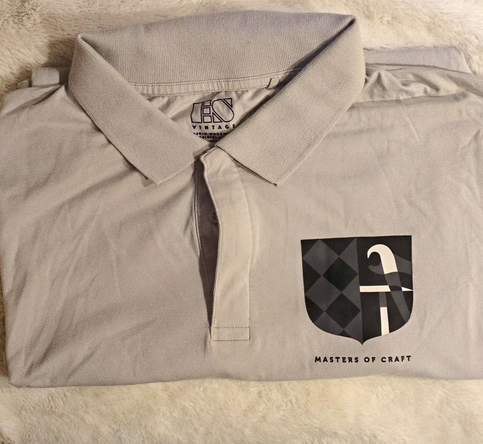 ES Vintage Men\'s Gray Polo Shirt 3XL Big & Tall Short Sleeve Collared Logo