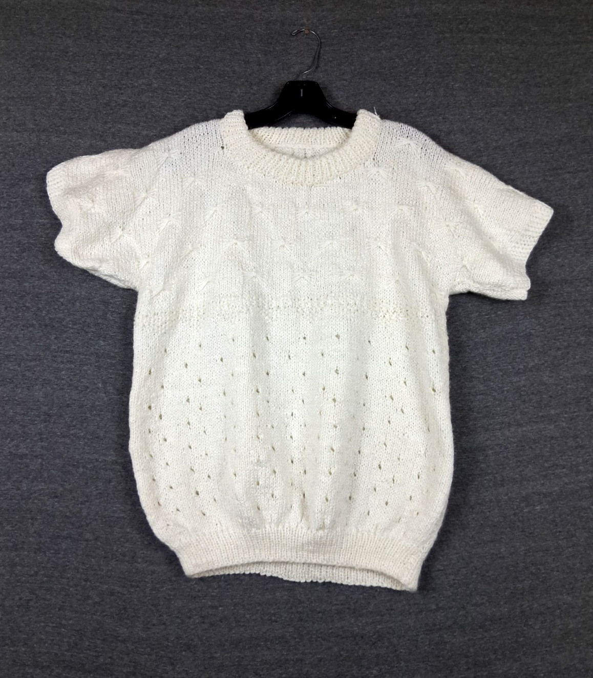 VTG Unbranded Womens Sweater M White Pointelle Ribbon Knit Coquette Soft Girl VTG Unbranded Womens Sweater M White Pointelle Ribbon Knit Coquette Soft Girl