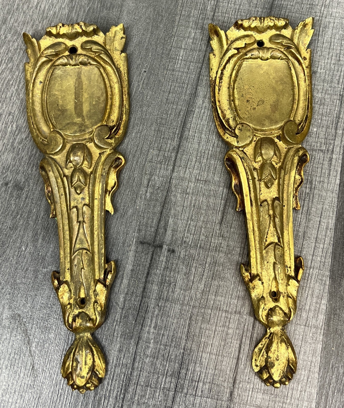 Ornaments Pair Antique French Metal Decorative Gilt Mounts LOT 4169