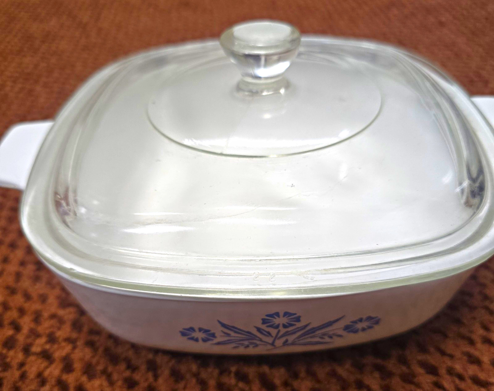 CorningWare P-1-B 1 Qt Square White/Blue Floral Casserole Dish w/ Glass Lid CorningWare P-1-B 1 Qt Square White/Blue Floral Casserole Dish w/ Glass Lid