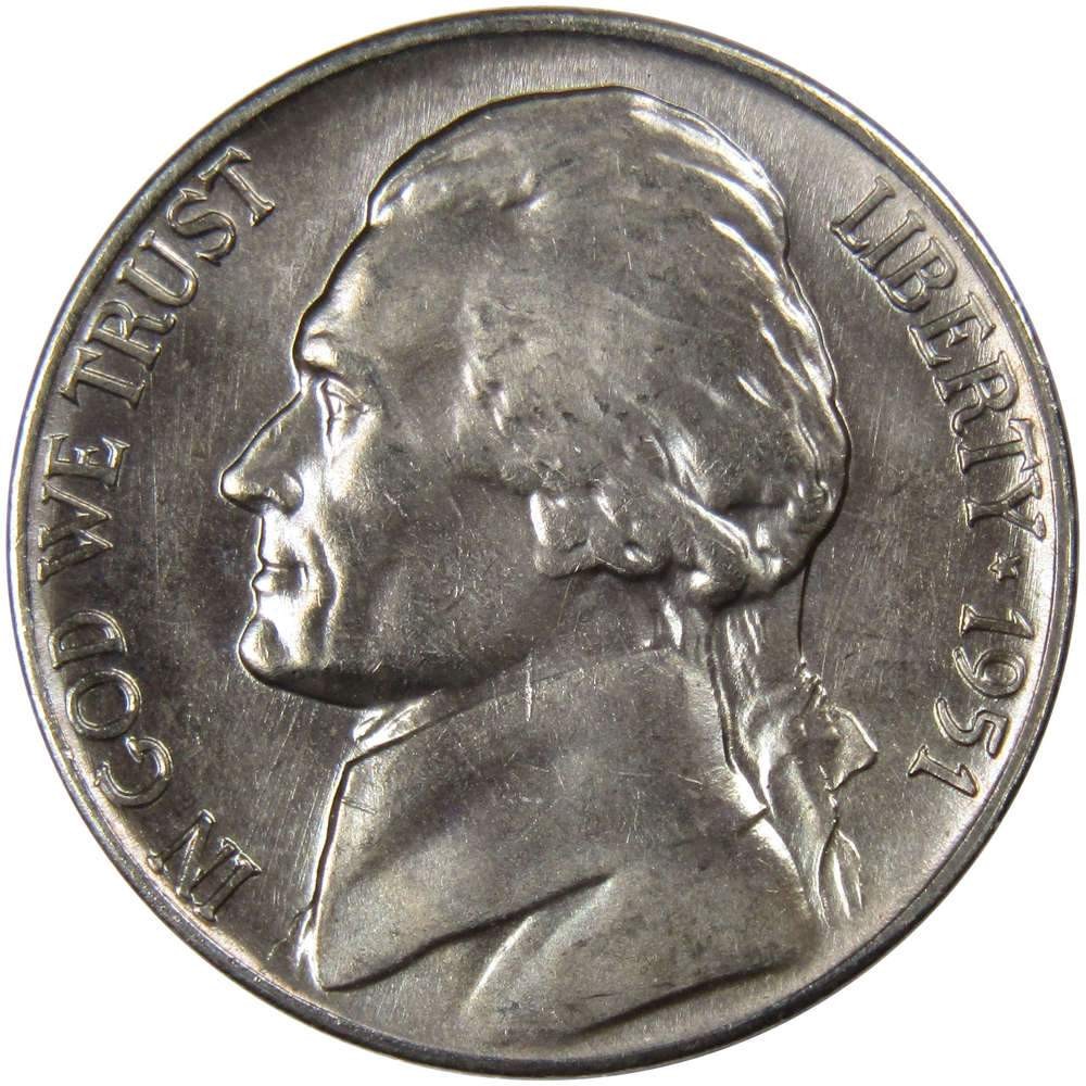 1951 D Jefferson Nickel Uncirculated Mint State 5c Coin Collectible