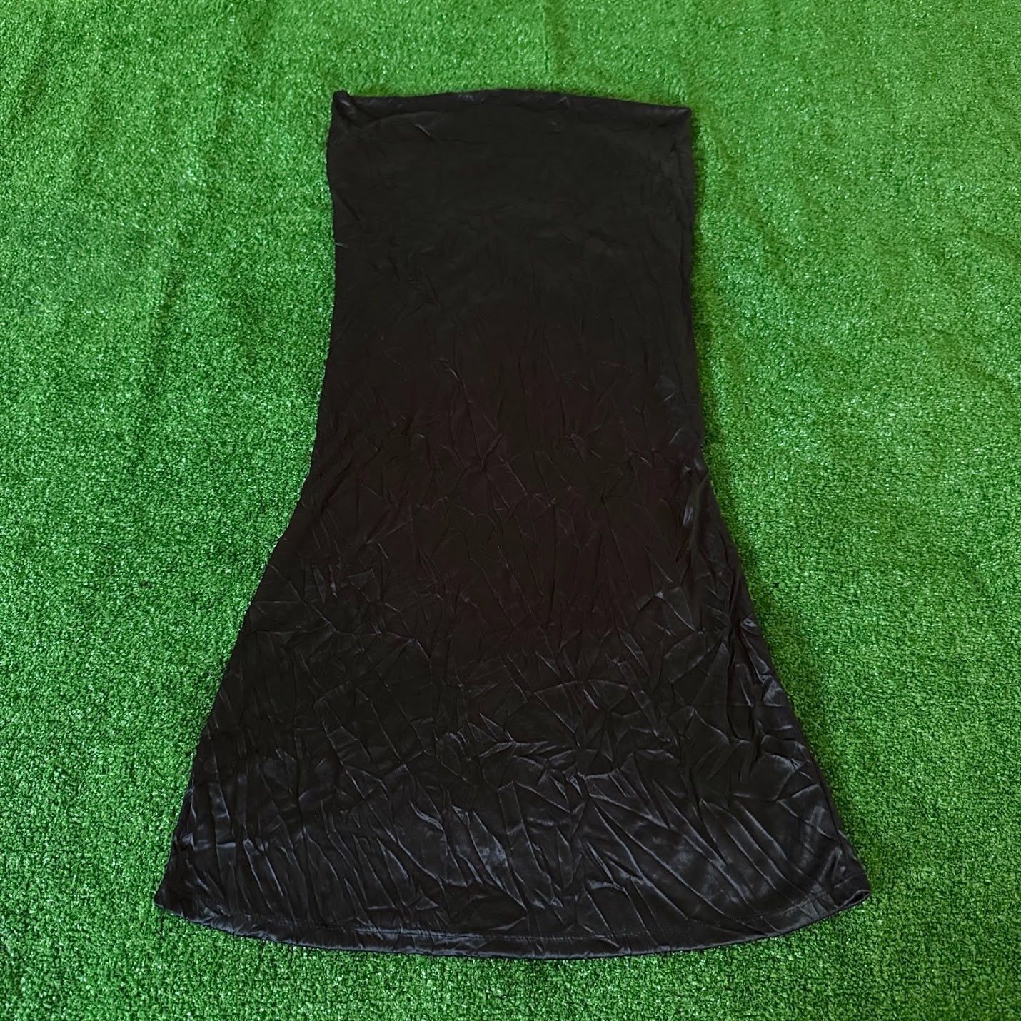 Vintage Coolwear USA Black Crinkle Mini Dress Y2K Strapless Open Back Size L