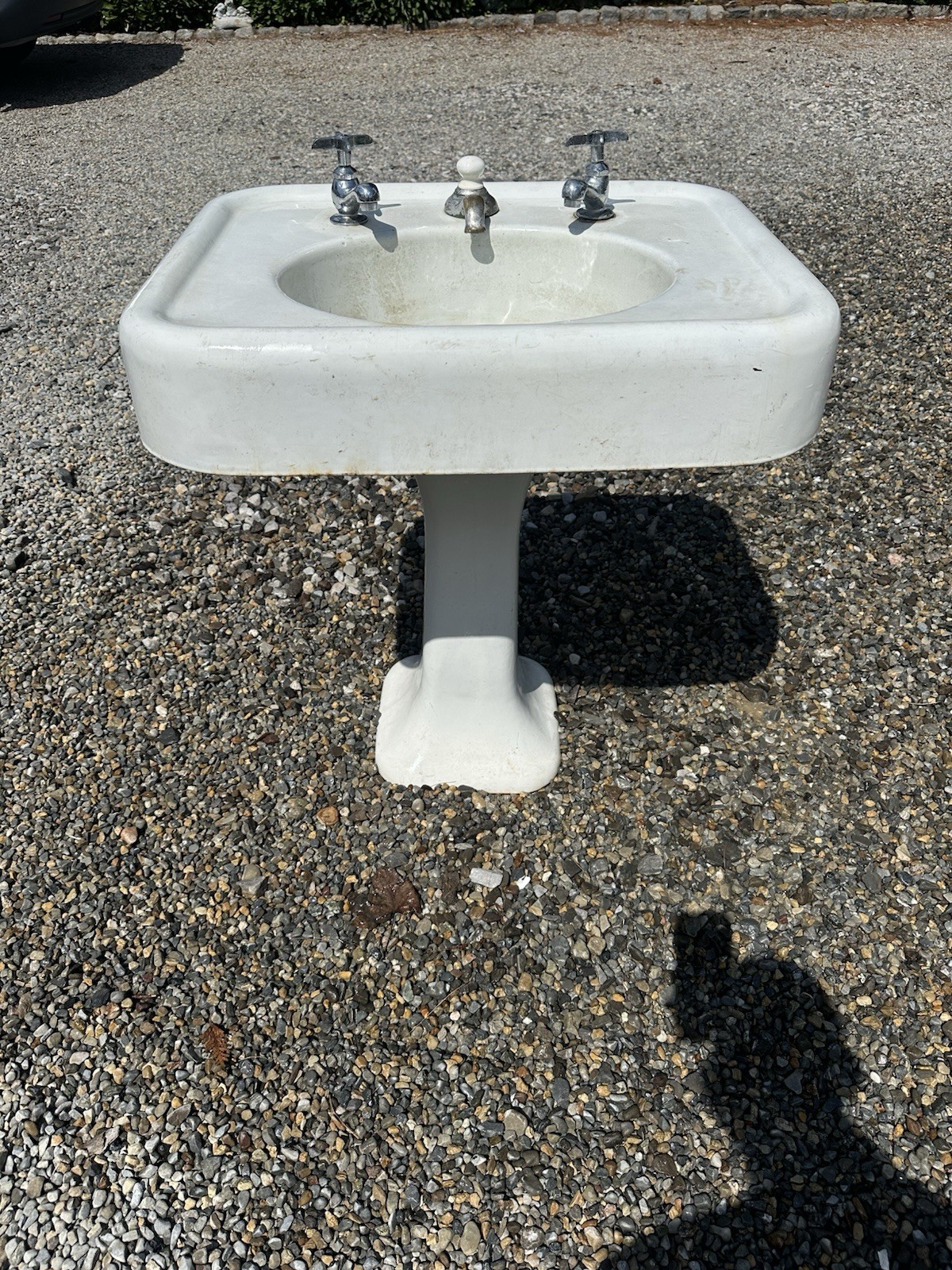 Antique Vintage Cast Iron Pedestal Sink - Standard Art Deco 1890-1920s