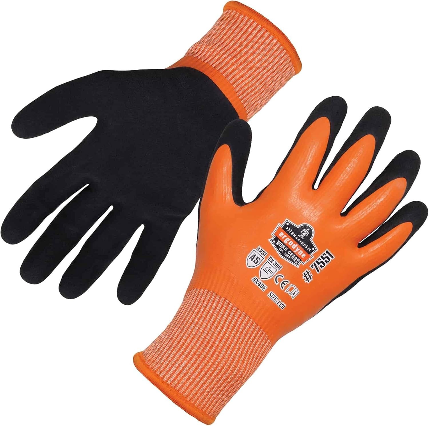 Ergodyne unisex adult ANSI A5 Coated Waterproof CR Gloves, Orange