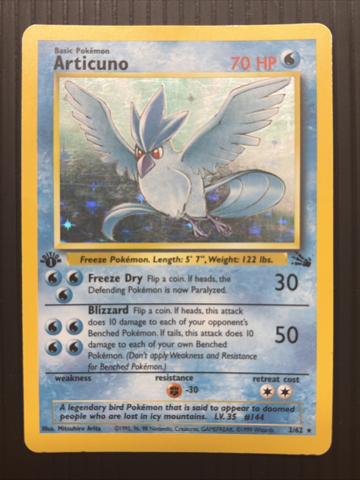 Articuno 2/62 1st Edition Fossil Set Holo Rare Pokemon Card MP/HP Articuno 2/62 1st Edition Fossil Set Holo Rare Pokemon Card MP/HP