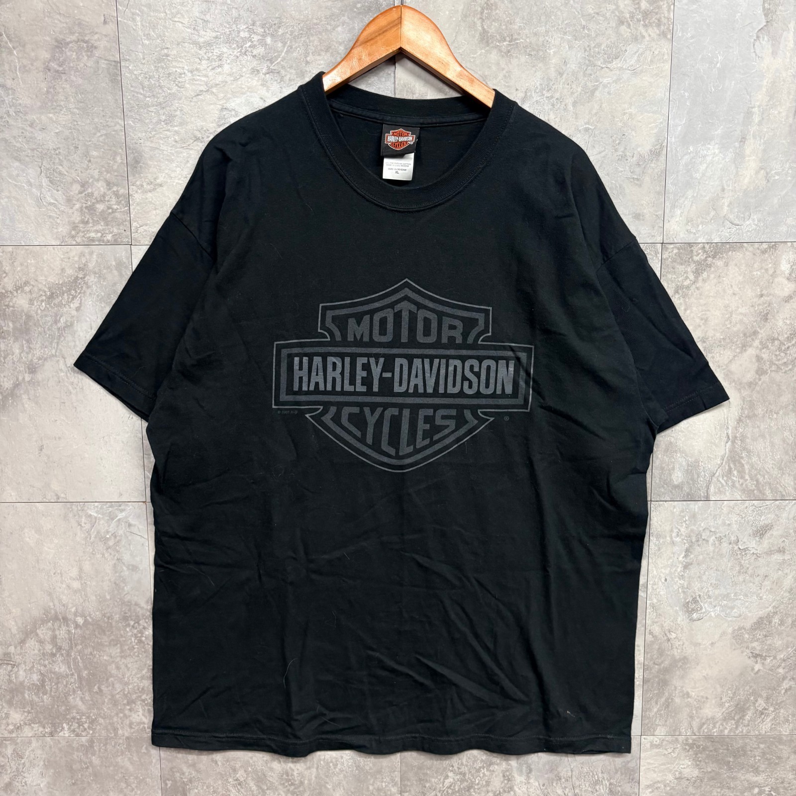 Harley-Davidson Bar Shield T Shirt Men\'s XL Black Gray Tonal Made USA Vintage
