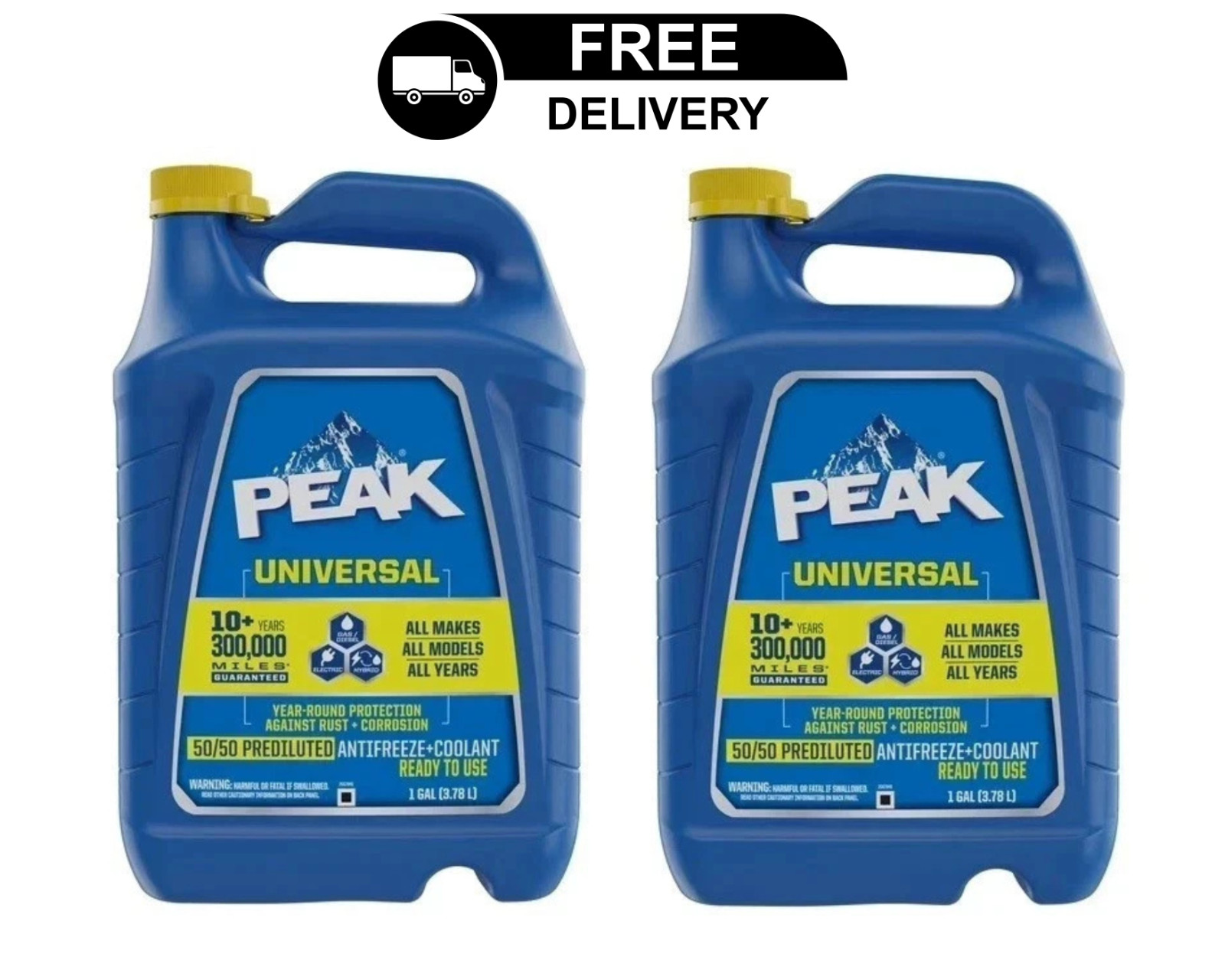 PEAK Universal 50/50 Prediluted Antifreeze + Coolant for All Vehicles, 2 gal