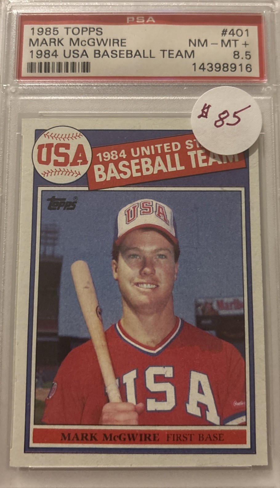 1985 Topps Mark McGuire 1984 USA baseball team 401 NM-Mint+ 8.5