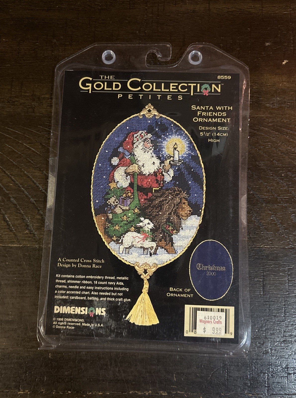Vintage DIMENSIONS Gold Collection Petites Santa With Friends Ornament Kit 8559