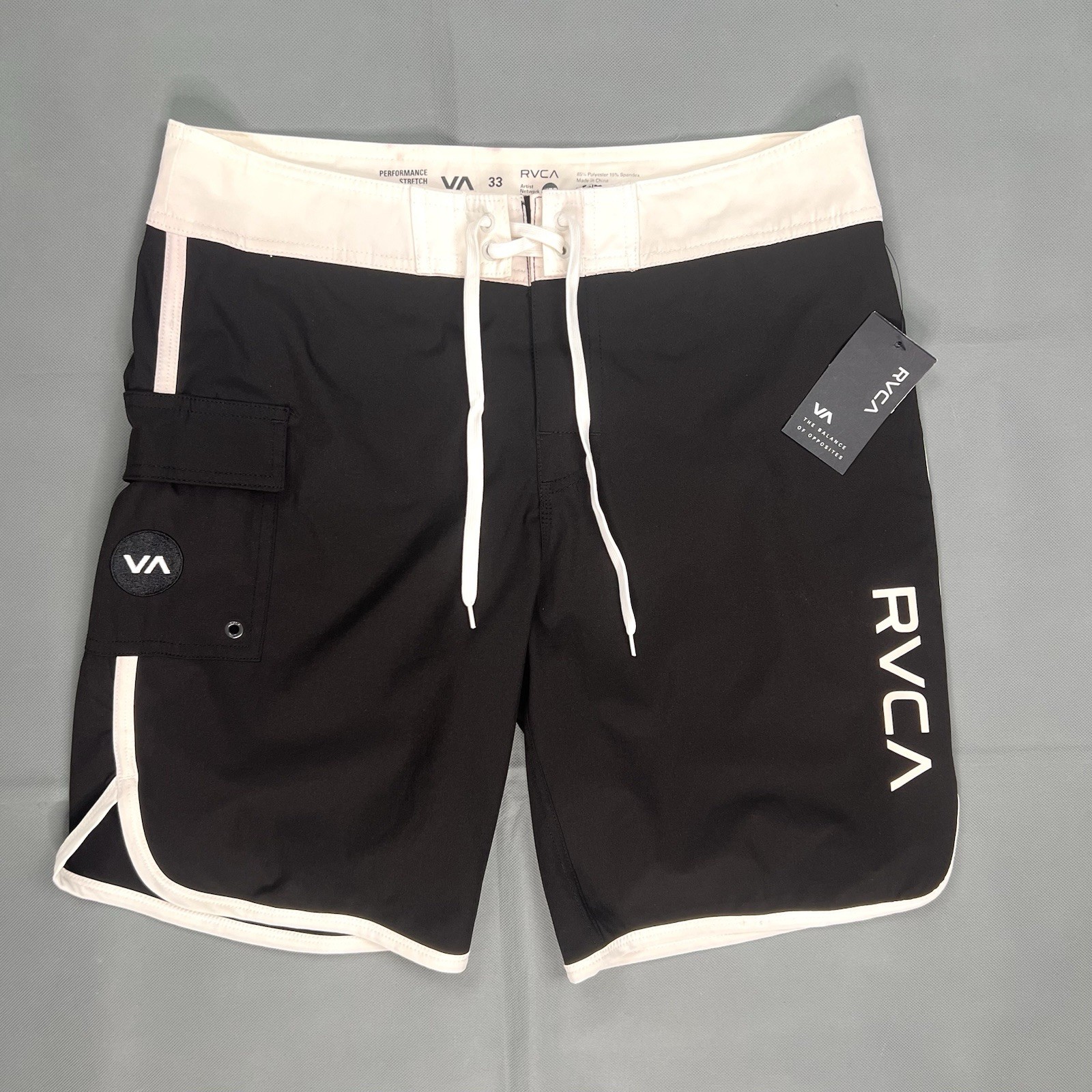 RVCA Eastern Black/White Board Shorts Swim Trunks Surfing Men\'s Size 33 NEW RVCA Eastern Black/White Board Shorts Swim Trunks Surfing Men\'s Size 33 NEW