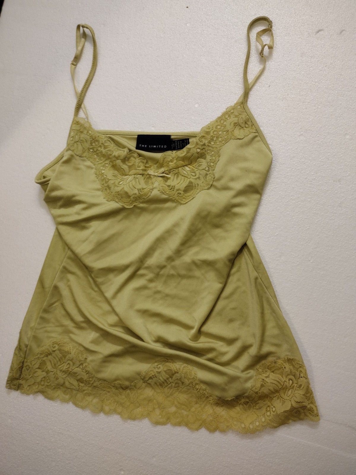 The Limited Camisole Womens M Lace Trim Satin Adjustable Straps Olive Green The Limited Camisole Womens M Lace Trim Satin Adjustable Straps Olive Green