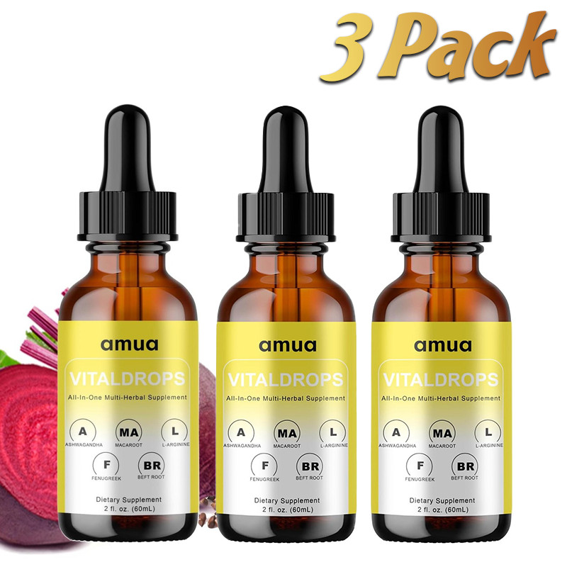 3-Pack AMUA Vital Drops Organic Herbal Liquid Nutritional Blend