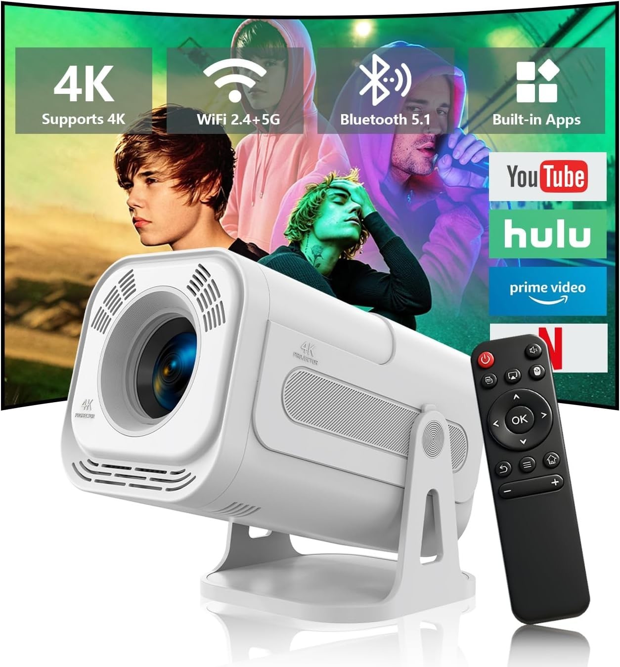 4K 1080P Mini Projector 50000L LED WiFi 6 Bluetooth Portable Home Theater 4K 1080P Mini Projector 50000L LED WiFi 6 Bluetooth Portable Home Theater