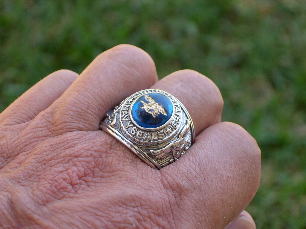 12x10mm US Military Navy Seals Rhodium Plated Men Ring Size 7, 8, 9, 14 &15 only