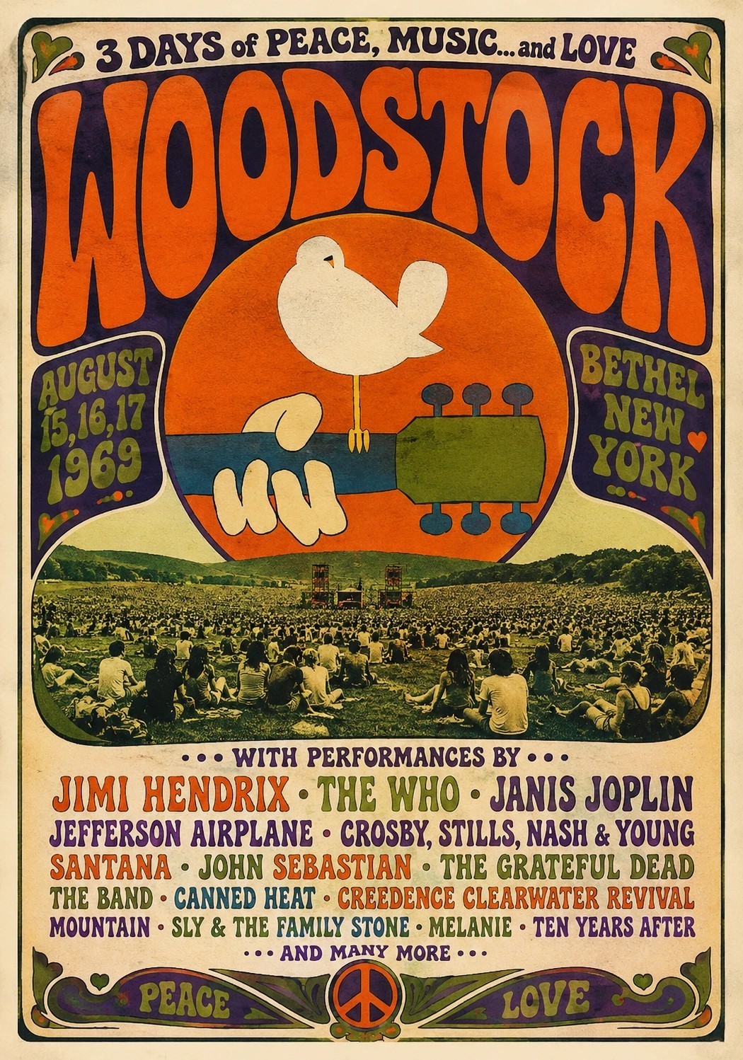 1969 WOODSTOCK CONCERT POSTER WALL ART PRINT BETHEL NEW YORK SIZE11X17INCHES