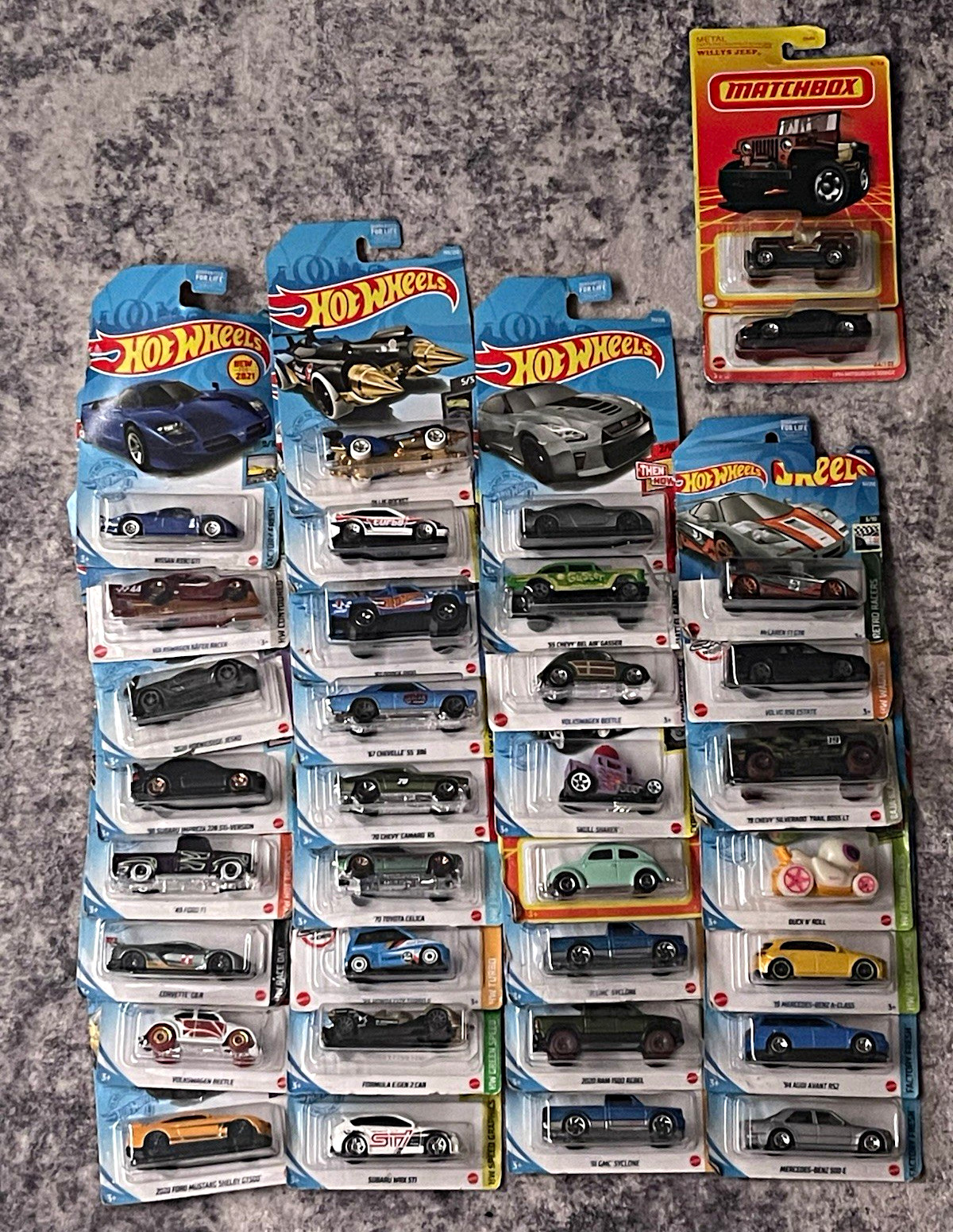 Hot Wheels & Matchbox Diecast Lot – 38+ Cars – 2021 Models – Treasure Hunts