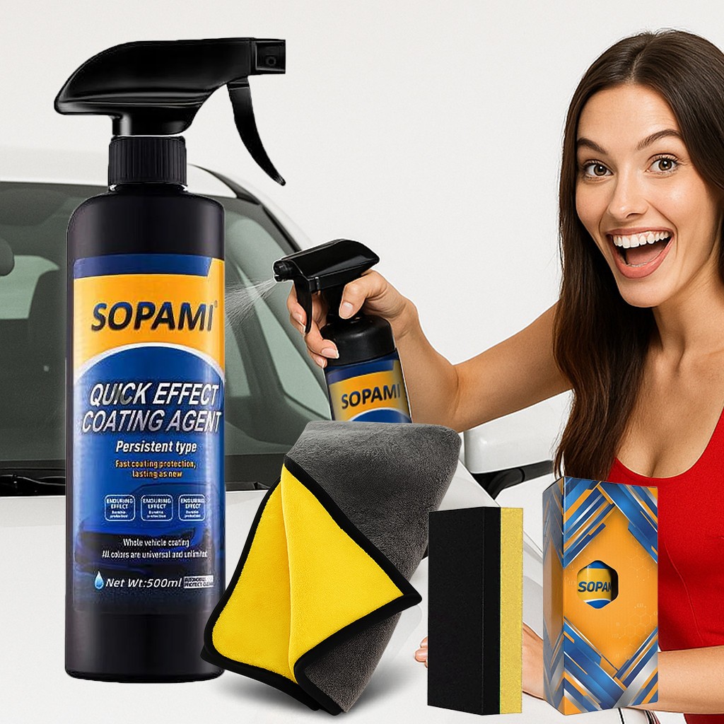 Sopami Car Coating Spray - 16.9 fl oz Waterless Ceramic Car Wax (500ml)