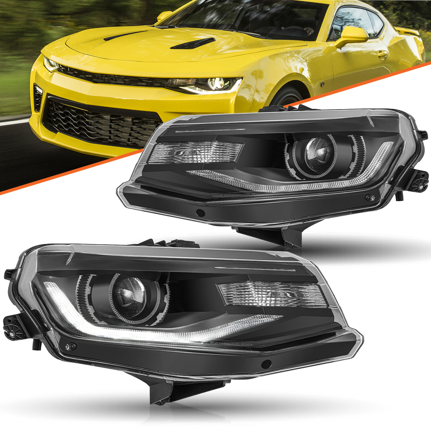 For 2016-2022 Chevy Camaro Headlight HID/Xenon LED DRL Projector Headlamp Pair