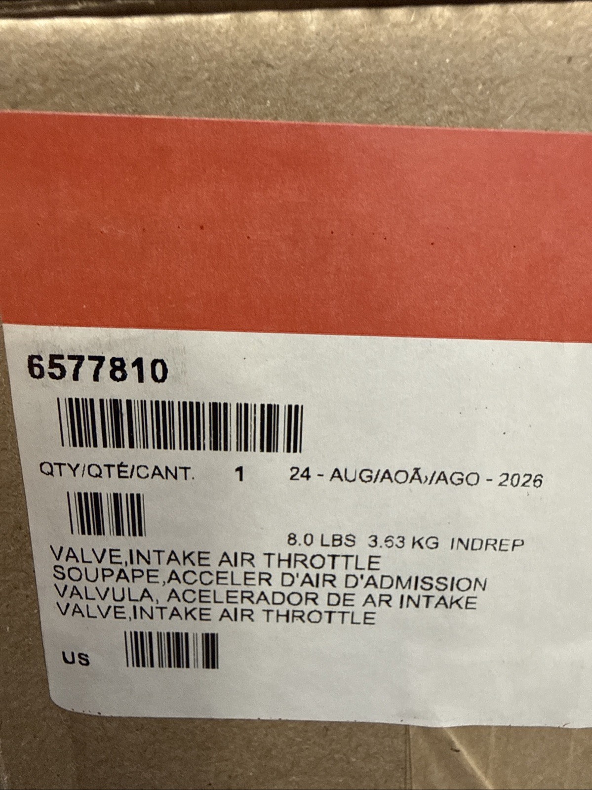 Cummins 6577810 / 3691162 OEM Throttle Valve ISX15 QSX15