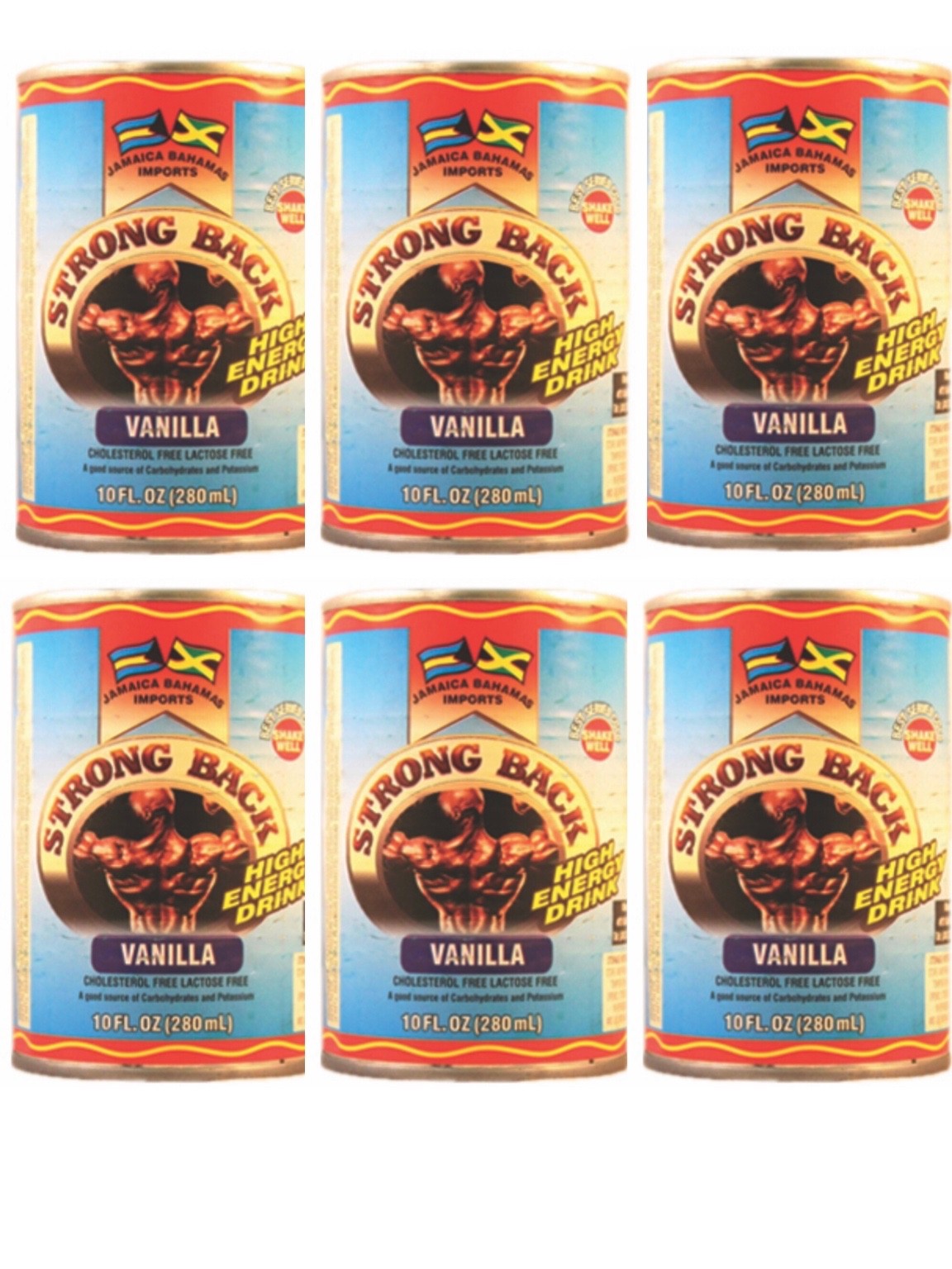 Jamaican Strong Back Instant Drink Vanilla 10 oz- 6 Pk Energy & Vitality Booster
