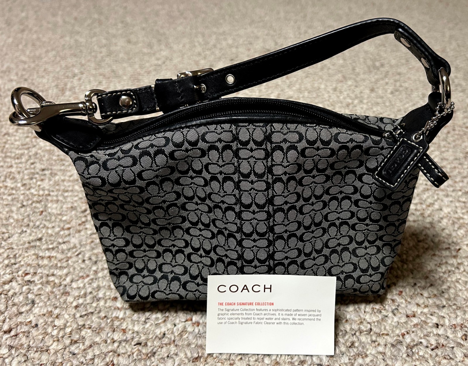 Vintage Coach Soho Signature C Jacquard Mini Top Handle Pouch Bag (Gray & Black)