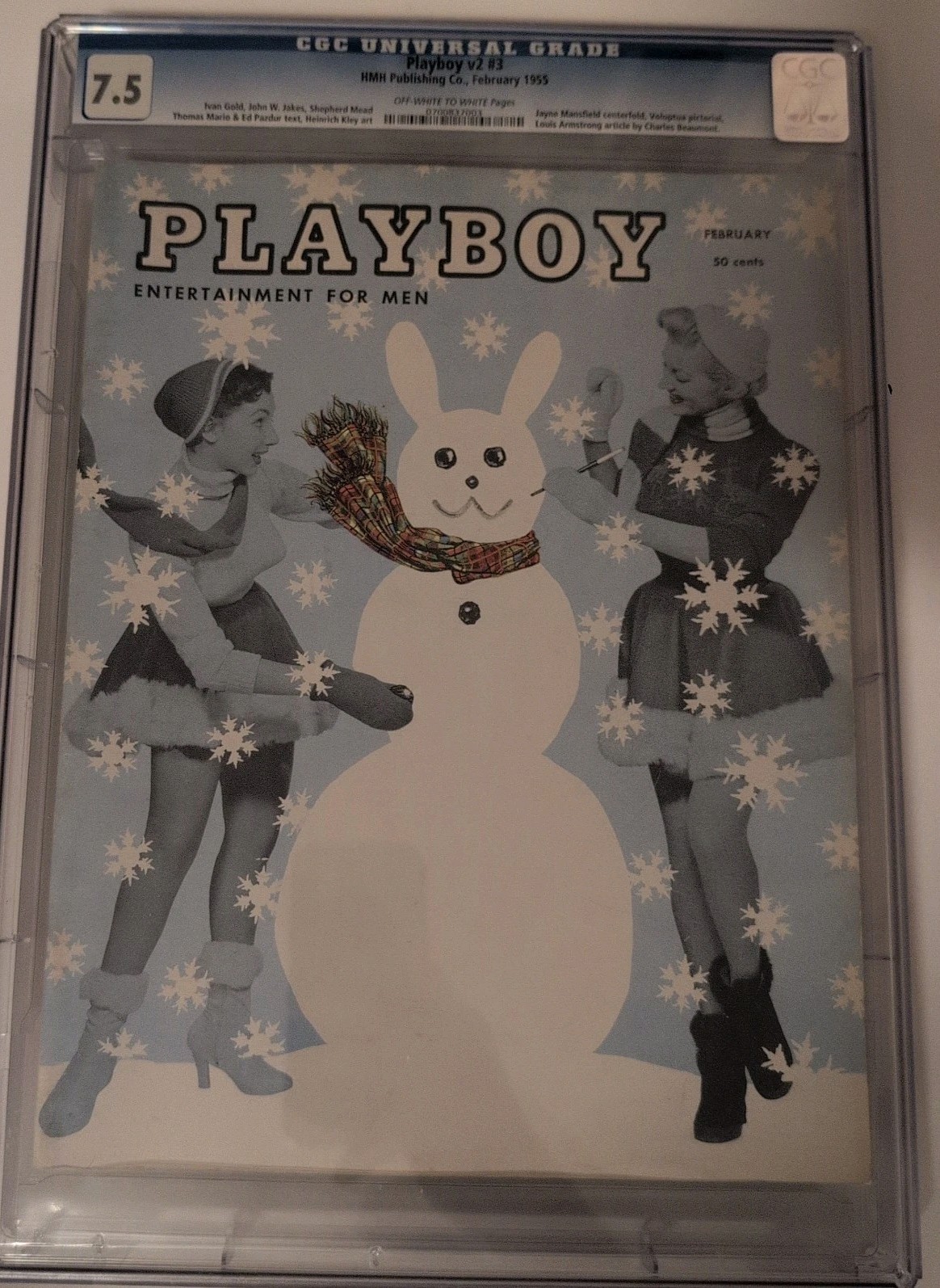 Playboy V2 #3 CGC 7.5 February 1955 Jayne Mansfield Centerfold, Louis Armstrong Playboy V2 #3 CGC 7.5 February 1955 Jayne Mansfield Centerfold, Louis Armstrong