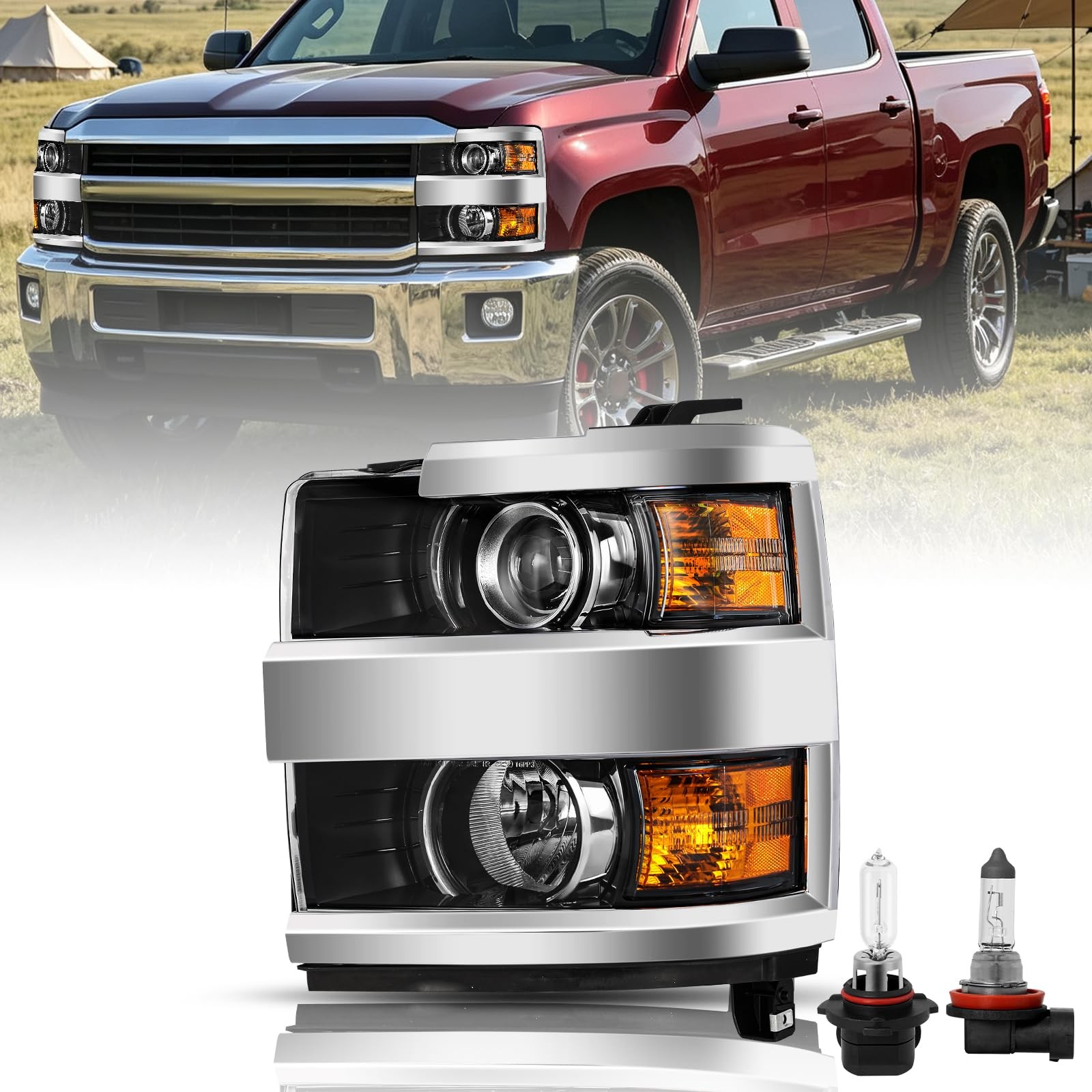 15-19 Chevy Silverado 2500HD 3500HD Left Halogen Projector Headlight GM2502416